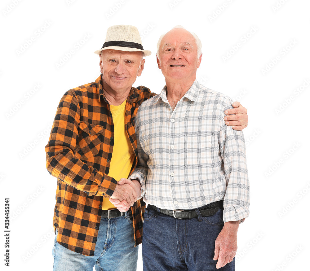 Portrait of elderly men on white background Portrait of elderly men on white background