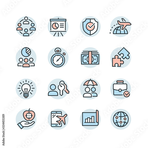 Global business vector icons set