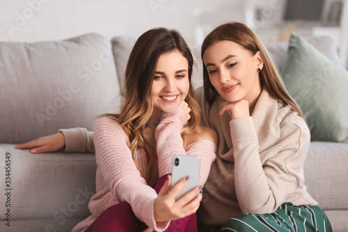Young women in warm sweater...