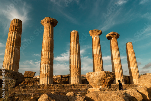 ruins of greek ancient temple in sicily