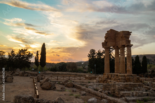castor and pollux ancient greek temple in agrigento
