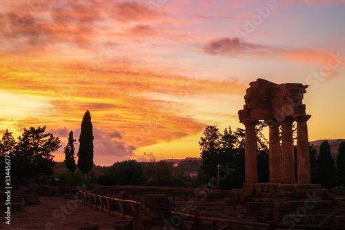 castor and pollux ancient greek temple in agrigento