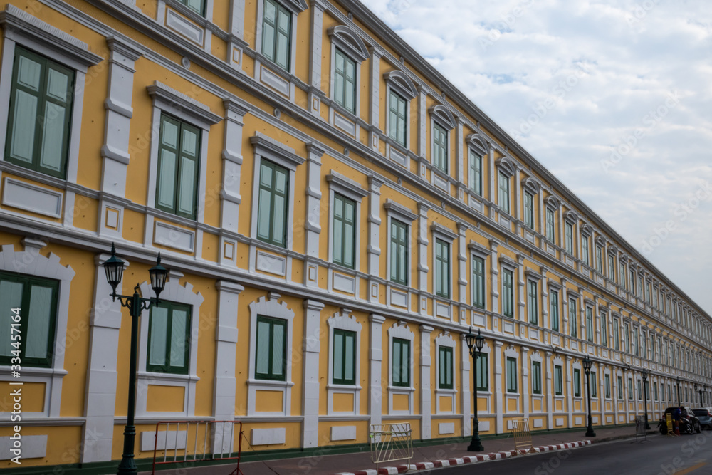 Fototapeta premium Old building architecture of the exterior facade of Ministry of Defence Thailand