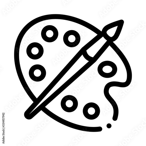 paint palette with brush icon vector. paint palette with brush sign. isolated contour symbol illustration