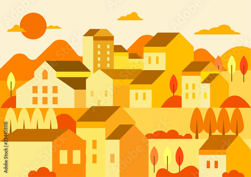 city flat background at afternoon