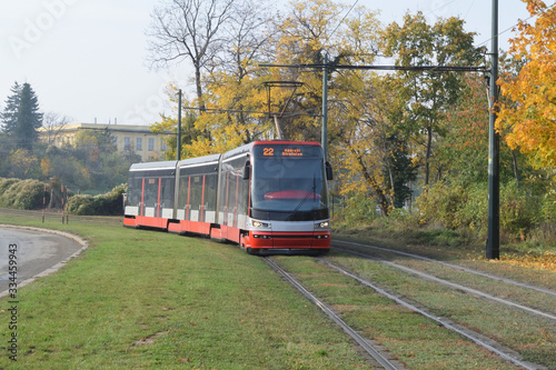 Prague tram near Prague Castle, Czech Republic