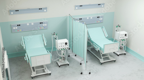 Klinik mit Beatmungsgeräten für Covid-19 Patienten