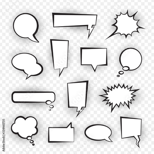 Comic speech bubble set, talk and chat design