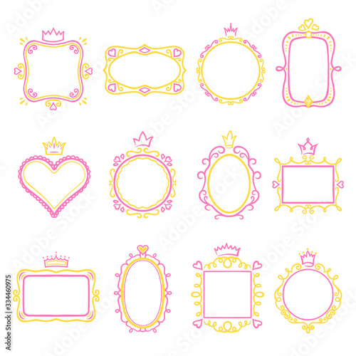 Princess frame set, borders for paper, frame design