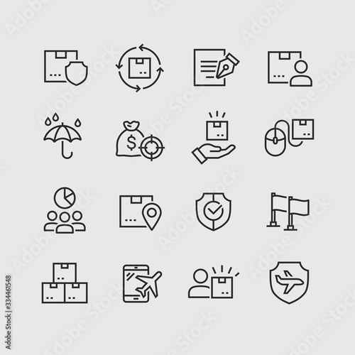 Set of Shipping vector line icon