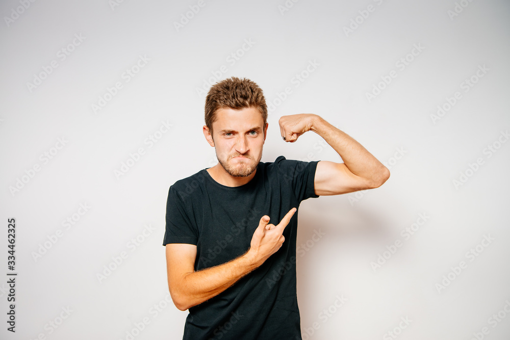 man showing her muscles