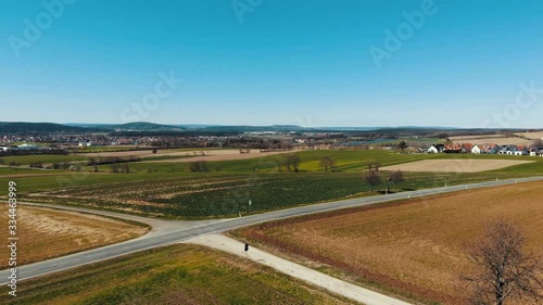 bamberg, germany drone shot of roads and fields in rural area