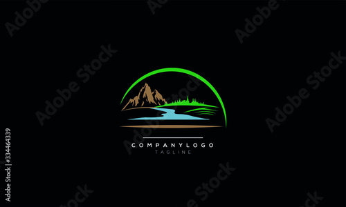 Mountain illustration, outdoor adventure. Vector graphic for t-shirt and other uses