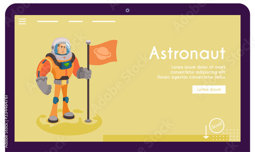 Astronaut character exploring outer space. Cartoon vector illustration