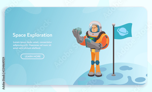 Astronaut character exploring outer space. Cartoon vector illustration