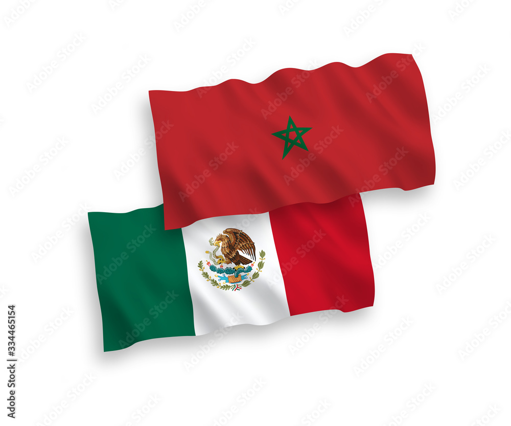 Flags of Mexico and Morocco on a white background