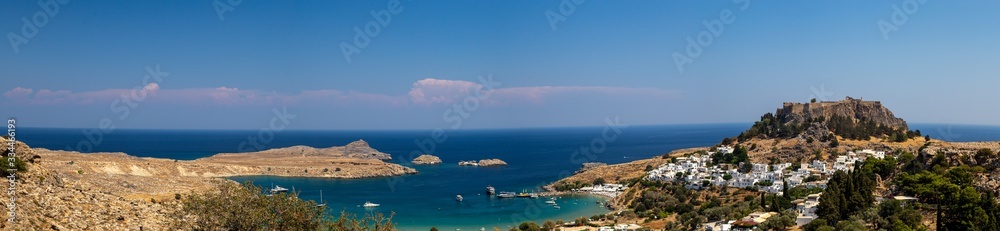 view of an island of greece Lindos Greece Rhodos