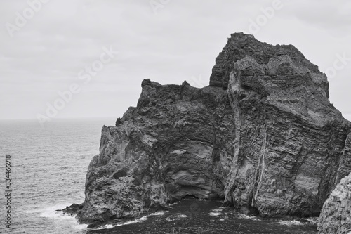 Panoramic view of the Atlantic Ocean from a cliff (Madeira, Portugal, Europe)
