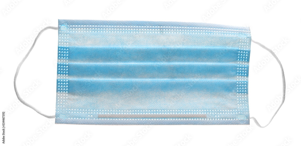 Surgical blue mask for coronavirus, isolated on white background, clipping path Surgical blue mask for coronavirus, isolated on white background, clipping path