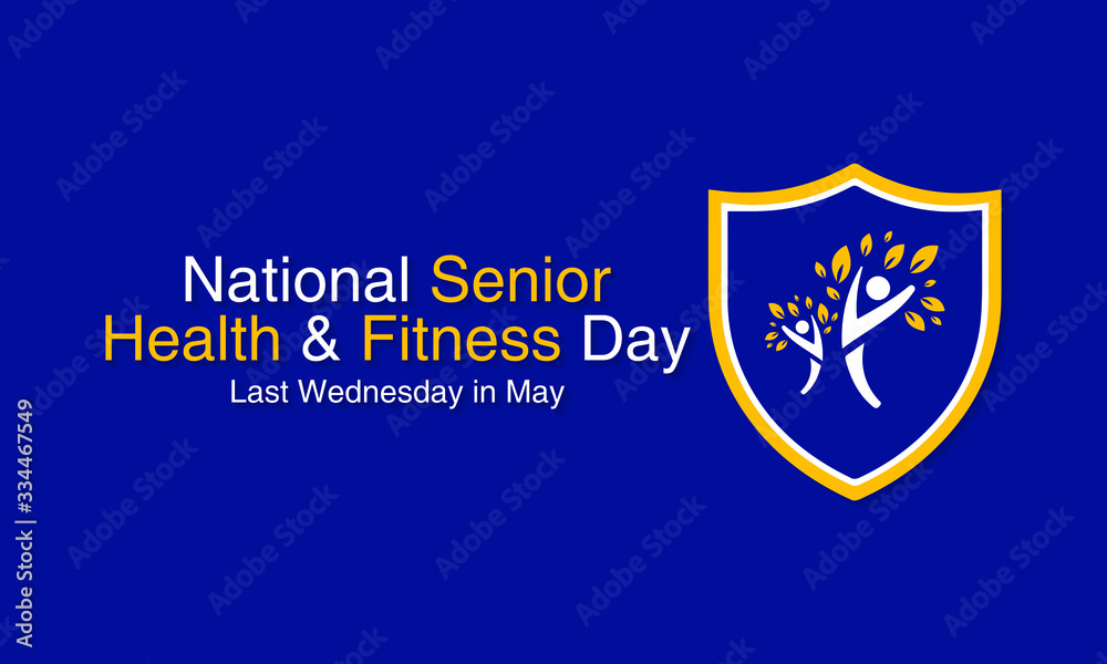 Vector illustration on the theme of National Senior Health and fitness day observed each year on last Wednesday in May.
