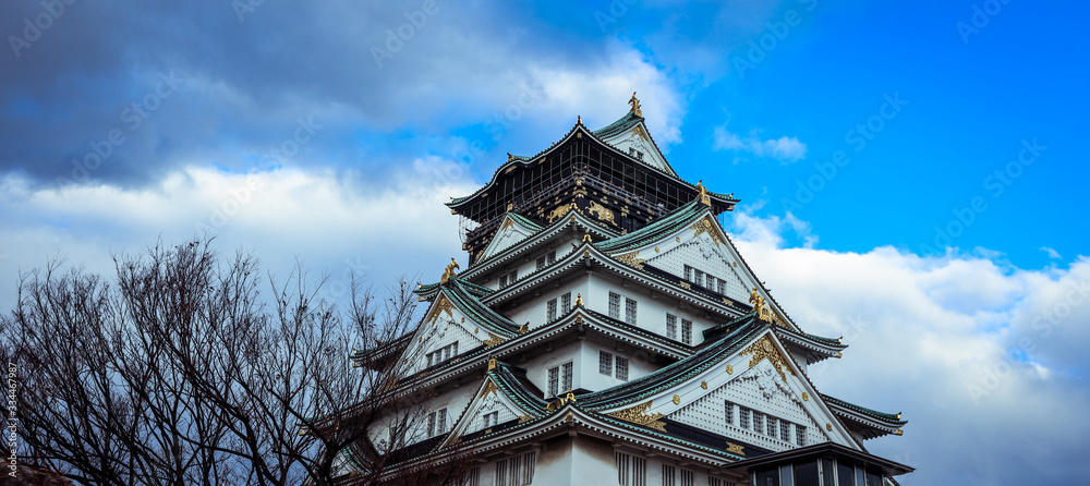 Spectacular View to the Sunset near Osaka Castle, Japan Spectacular View to the Sunset near Osaka Castle, Japan