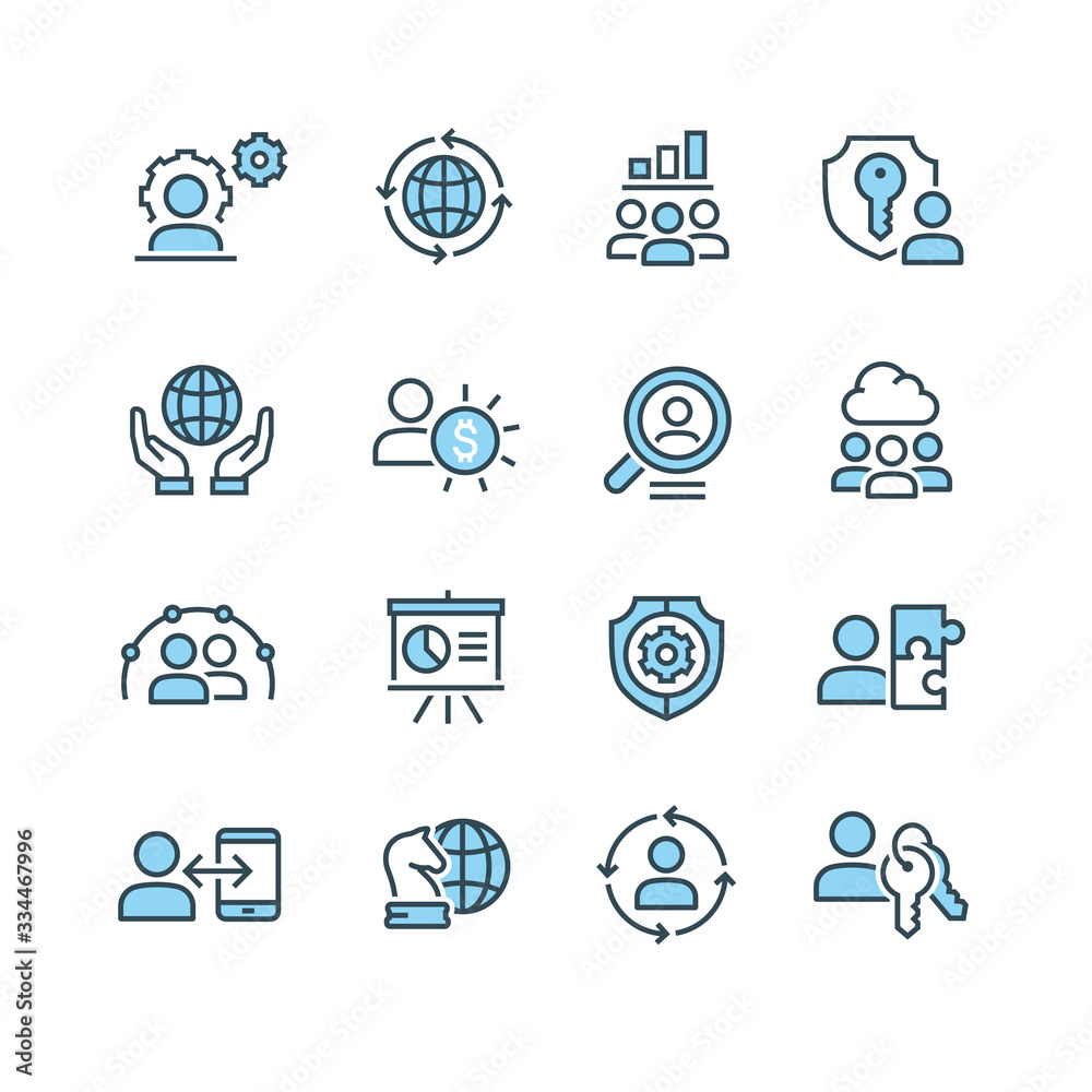 Global business vector icons set Global business vector icons set