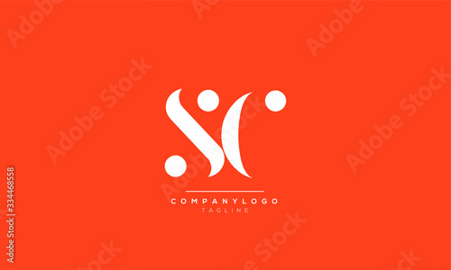 SC CS S C Letter Logo Alphabet Design Template Vector