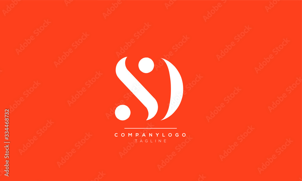 SD DS S D Letter Logo Alphabet Design Template Vector