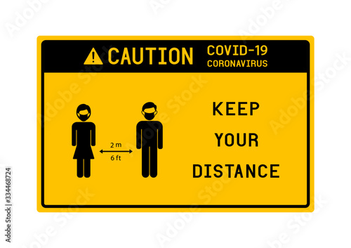 COVID-19 Coronavirus vector icon with social distance concept