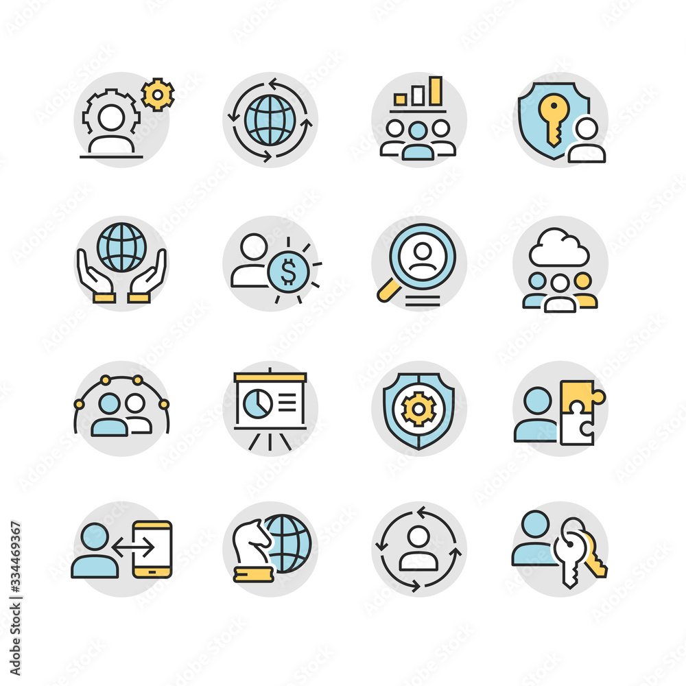 Global business vector icons set Global business vector icons set