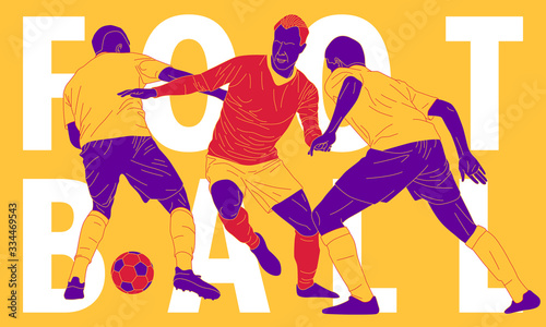Illustration of soccer player in action. Isolate background.