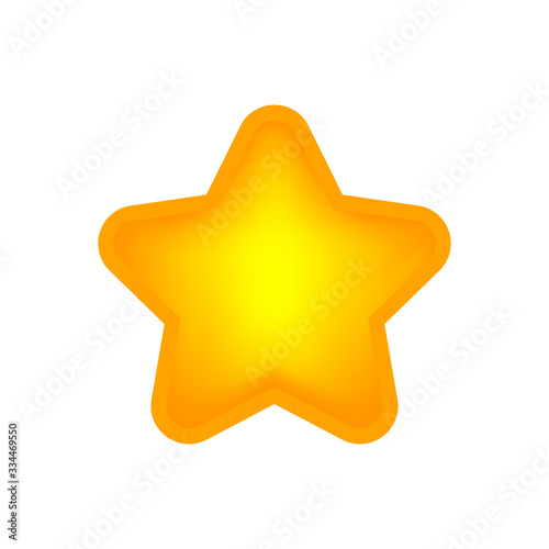 glowing star shape sign isolated on white  one star cute yellow gold color  bright 1 star icon for clip art for element graphic  illustration star simple shape for rating vote symbol