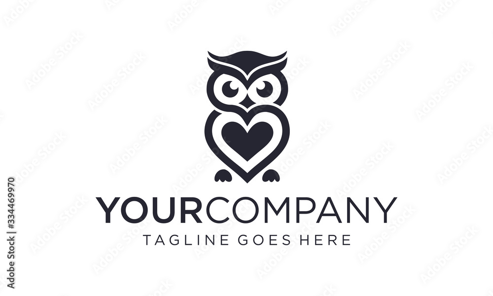 Naklejka Prosty i kreatywny wektor projektowania logo sowy