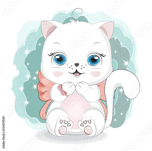 white cat girl with bow