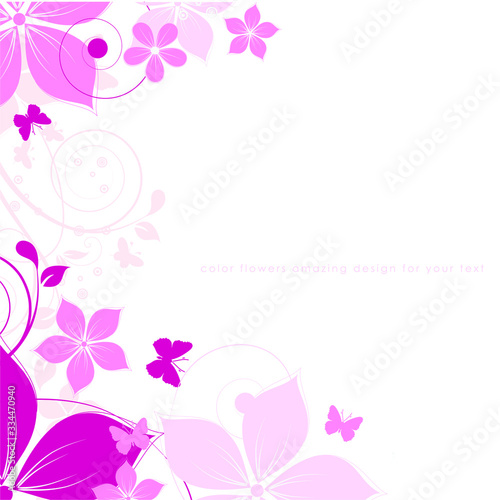 abstract floral background with flowers and butterflies