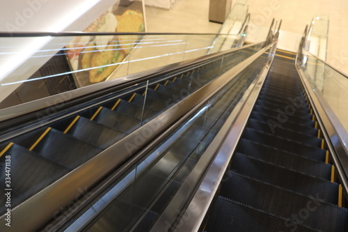 malls elevator view with railing