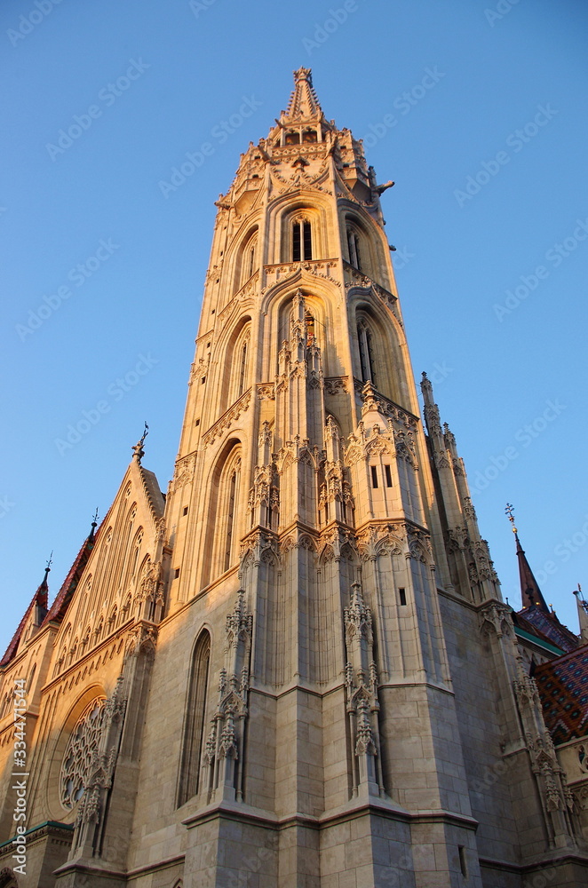 St. Matthias Church in Budapest. Hungary. One of the main temple in Hungary. Traveling and visit Budapest concept.