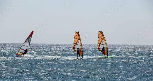 surfer on the beach rhodos greece