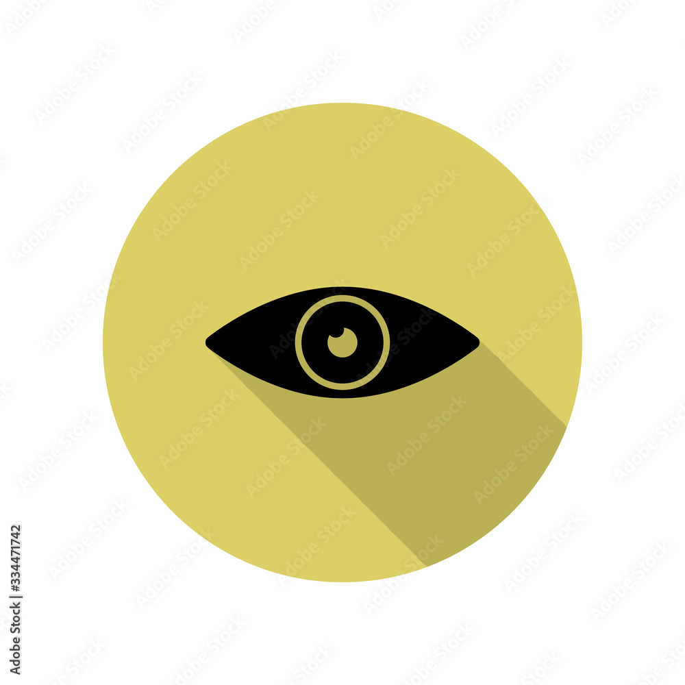 eye long shadow icon. Simple glyph, flat vector of web icons for ui and ux, website or mobile application
