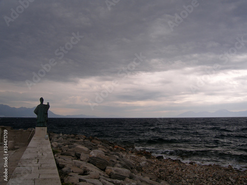 Statue of John Paul II in Sucuraj town on Hvar island, Croatia