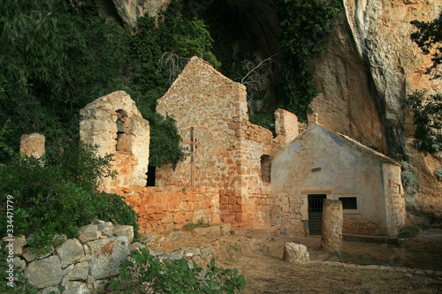 Old Augustinian monastery in cave near Sveta Nedilja village, Hvar island, Croatia
