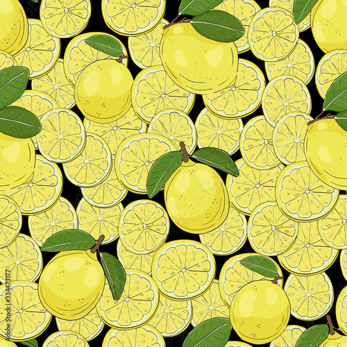 Yellow citrus black pattern