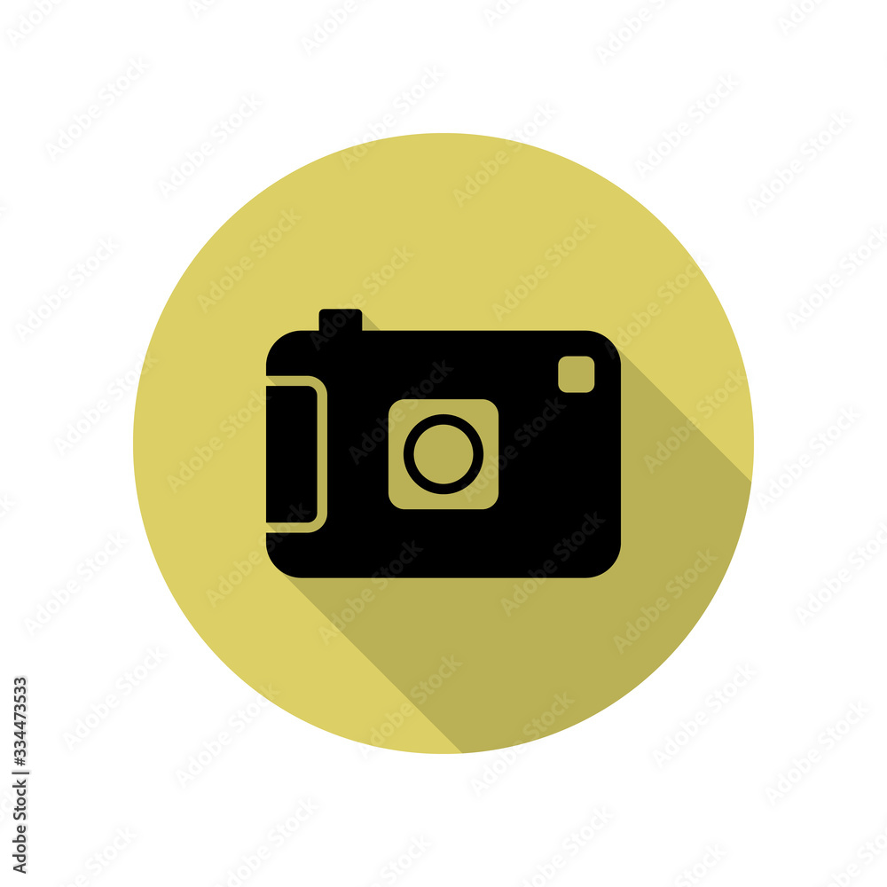 camera long shadow icon. Simple glyph, flat vector of web icons for ui and ux, website or mobile application