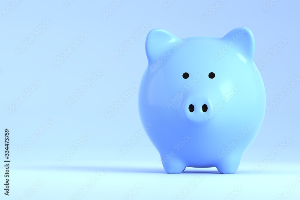 Blue Piggy bank isolated on a blue background Blue Piggy bank isolated on a blue background