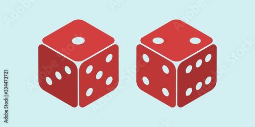 Two dice to gamble or gambling in craps flat vector icon for casino apps and websites