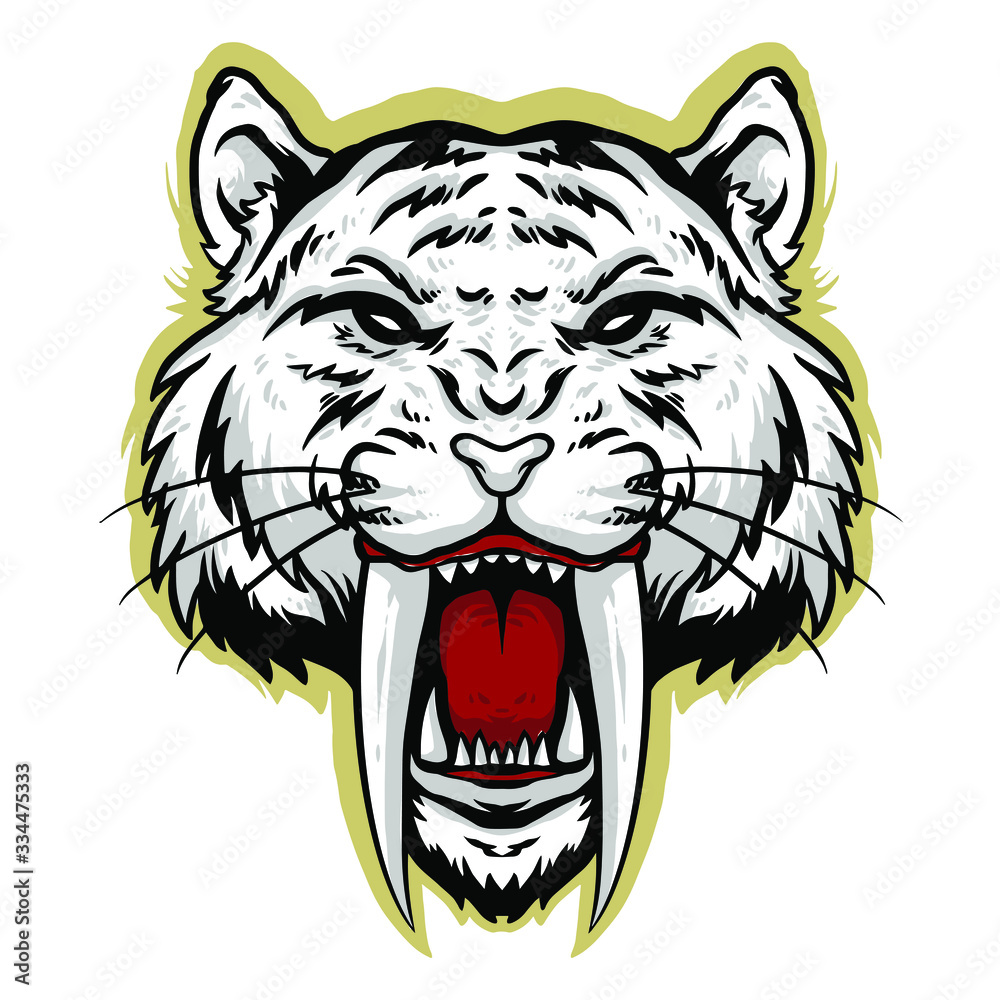 tiger white head vector logo mascot design Stock Vector Adobe Stock