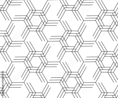 Repeating hexagon shape with line vector pattern