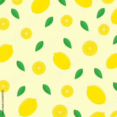 Illustration vector design of seamless pattern of lemon
