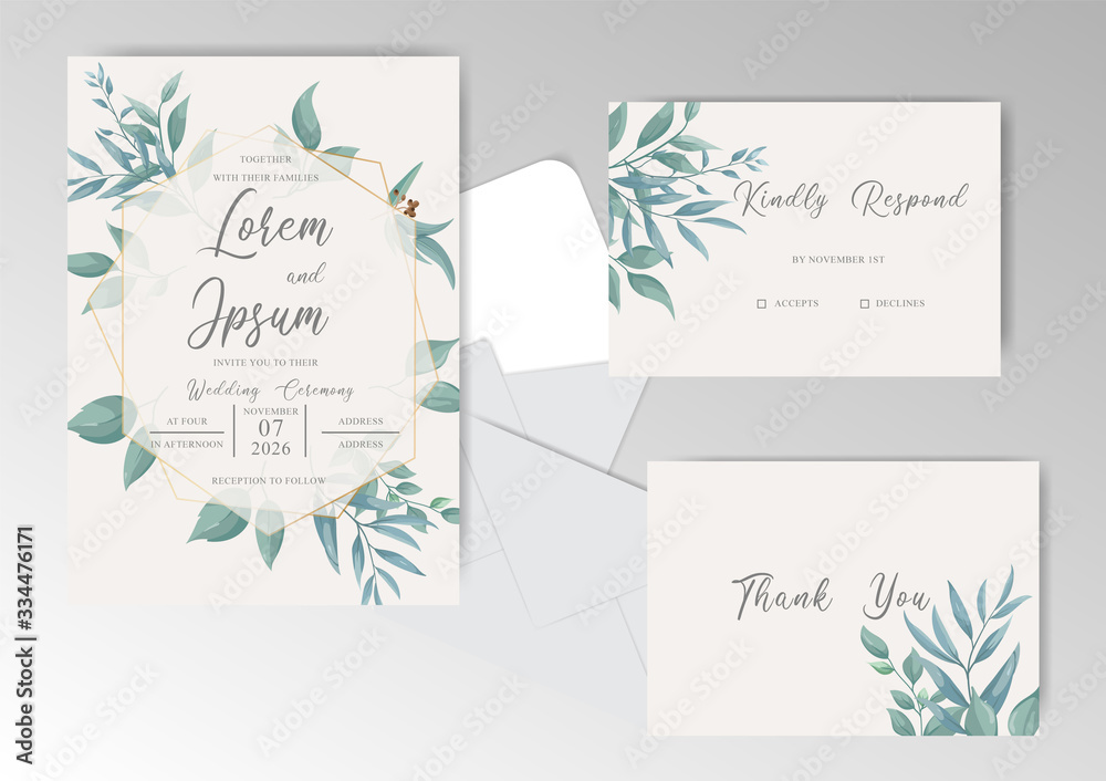 Elegant wedding invitation card set template