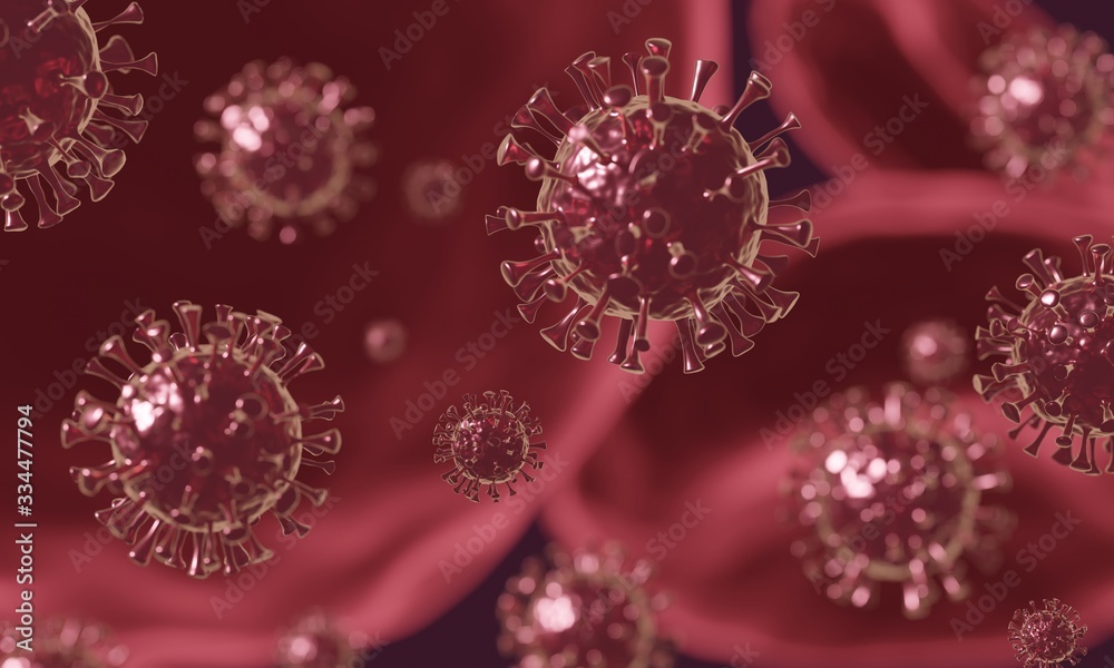 Fototapeta Coronavirus COVID-19. 2019-nCov, SARS-CoV-2 virus. 3d rendering.
